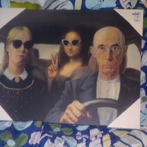 Funny Modern Twist Family Portrait Canvas - Black, White, Tan